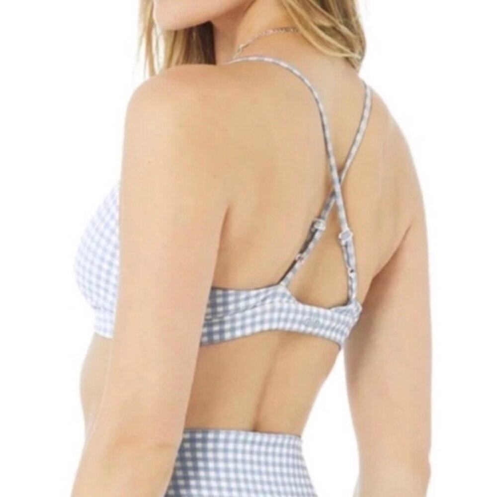 Alo Yoga Vapor Splendor Gingham Bra Blue Skies - Picture 4 of 7